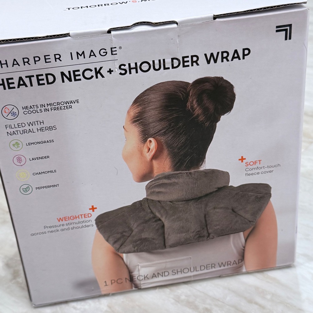 Sharper Image Heated Neck and Shoulder Wrap Weighted Herbal Aromatherapy Grey - Picture 5 of 7